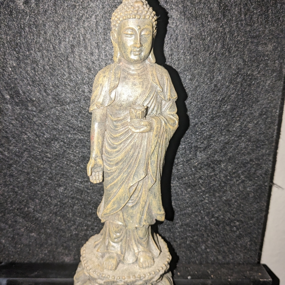 Vintage Standing Buddha Figure Resin or Ceramic 7.5"